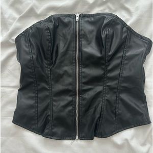 H&M Black Leather Strapless Corset Top - Size: Small - NEW WITH TAGS!!!